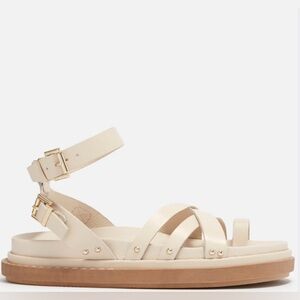 ALOHAS Cream and Tan Strappy Sandals